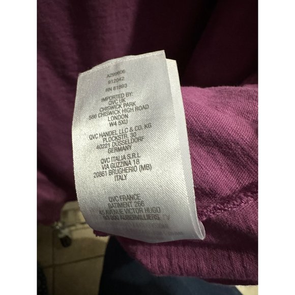 LOGO by Lori Goldstein size 1X purple cotton embroidered bodice 3/4 sleeve top - Picture 7 of 8